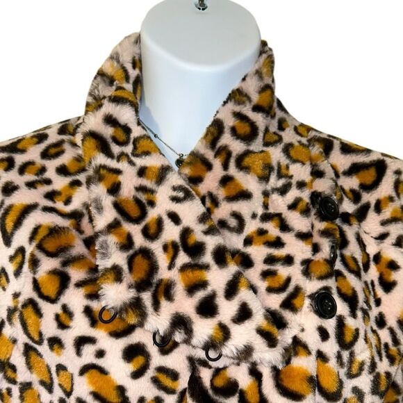 Playing for Keeps Faux Fur Leopard Print Pullover Sweater Womens Size Large NWOT - Picture 9 of 13